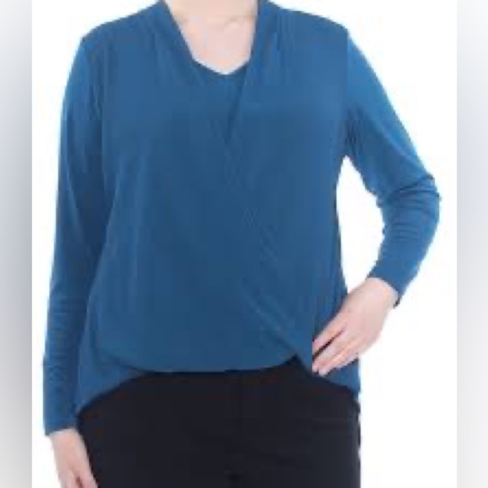 Alfani Faux Wrap V-Neck Blouse with Attached Tank Top, Size 1X - Picture 3 of 8
